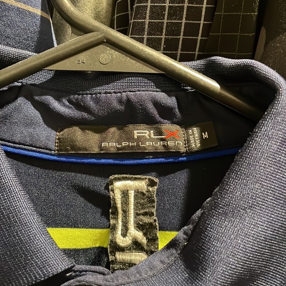 RLX polo navy with neon green stripes - Picture 3 of 4